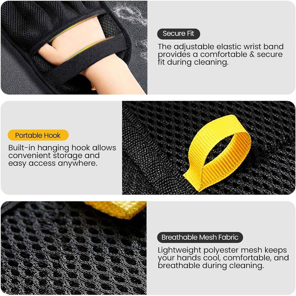 2 Pack Pet Hair Removal Glove with Pet Hair Roller 40 Sheets, Reusable Electrostatic Pet Hair Remover Glove for Dog and Cat, Hair Removal Gloves for Furniture, Sofa, Carpet & Car Seats, Pet Hair Mitt