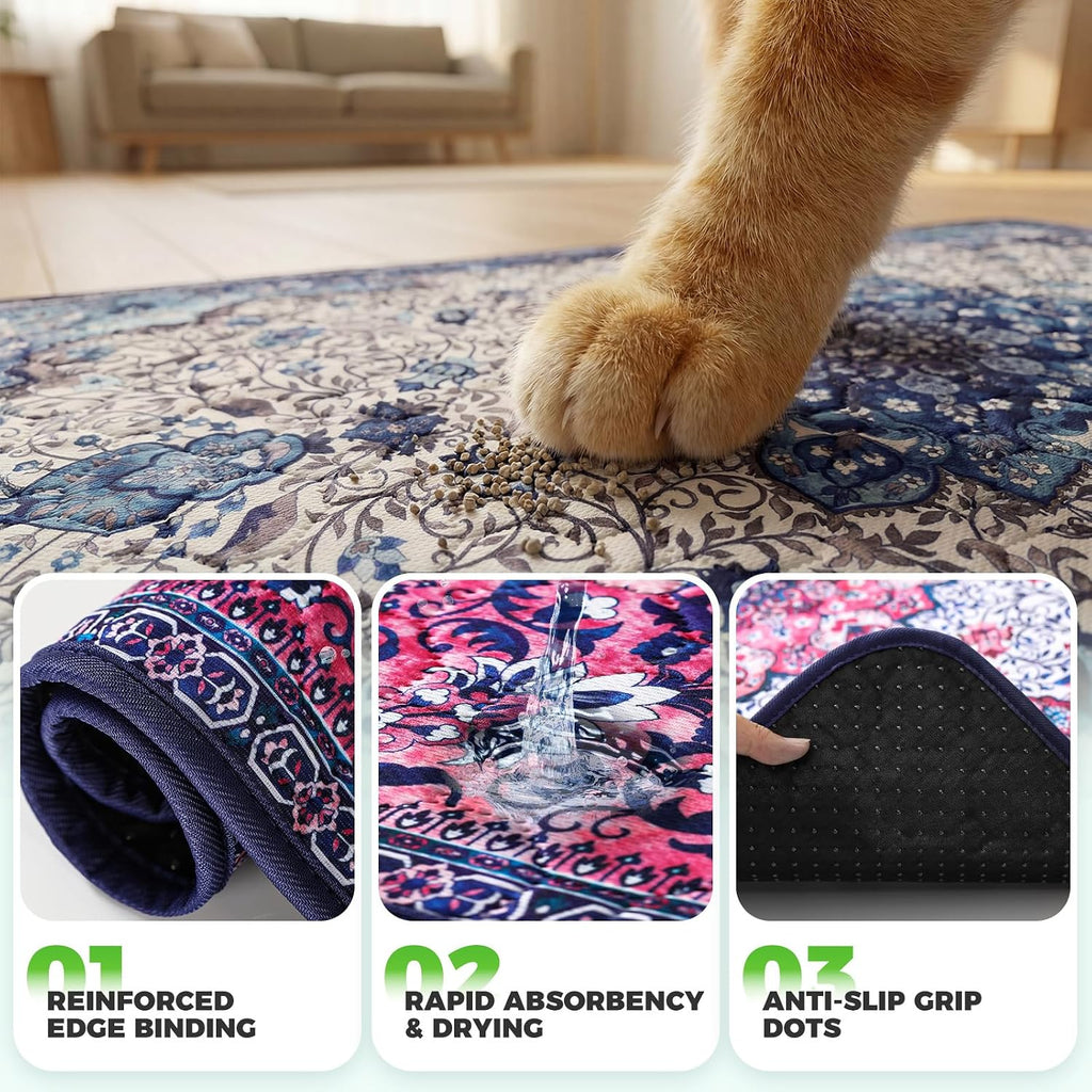 Hompet Cat Litter Mat 2 Pack, 36x36 Large Machine Washable Trapping Mats for Cats, Super Absorbent & Urine-Proof Cat Litter Box Mat for Floor, Waterproof & Non Slip Kitty Litter Rug