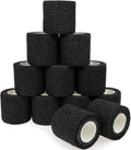 Self Adhesive Bandage Wrap Animal Cohesive Bandage Self Adherent Wrap First Aid Tape for Dogs Cats Horses Birds & Wrist Healing Ankle Sprain (2 Inch Black 12 Rolls)