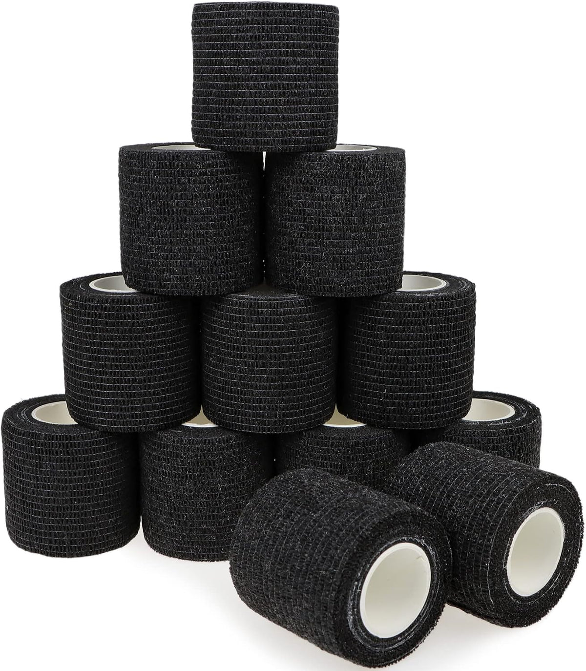 Self Adhesive Bandage Wrap Animal Cohesive Bandage Self Adherent Wrap First Aid Tape for Dogs Cats Horses Birds & Wrist Healing Ankle Sprain (2 Inch Black 12 Rolls)