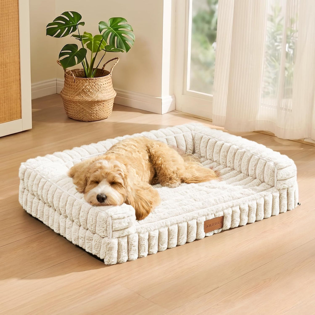 Orthopedic Large Dog Bed Furry Pet Bed, Washable Cover 42''X28''