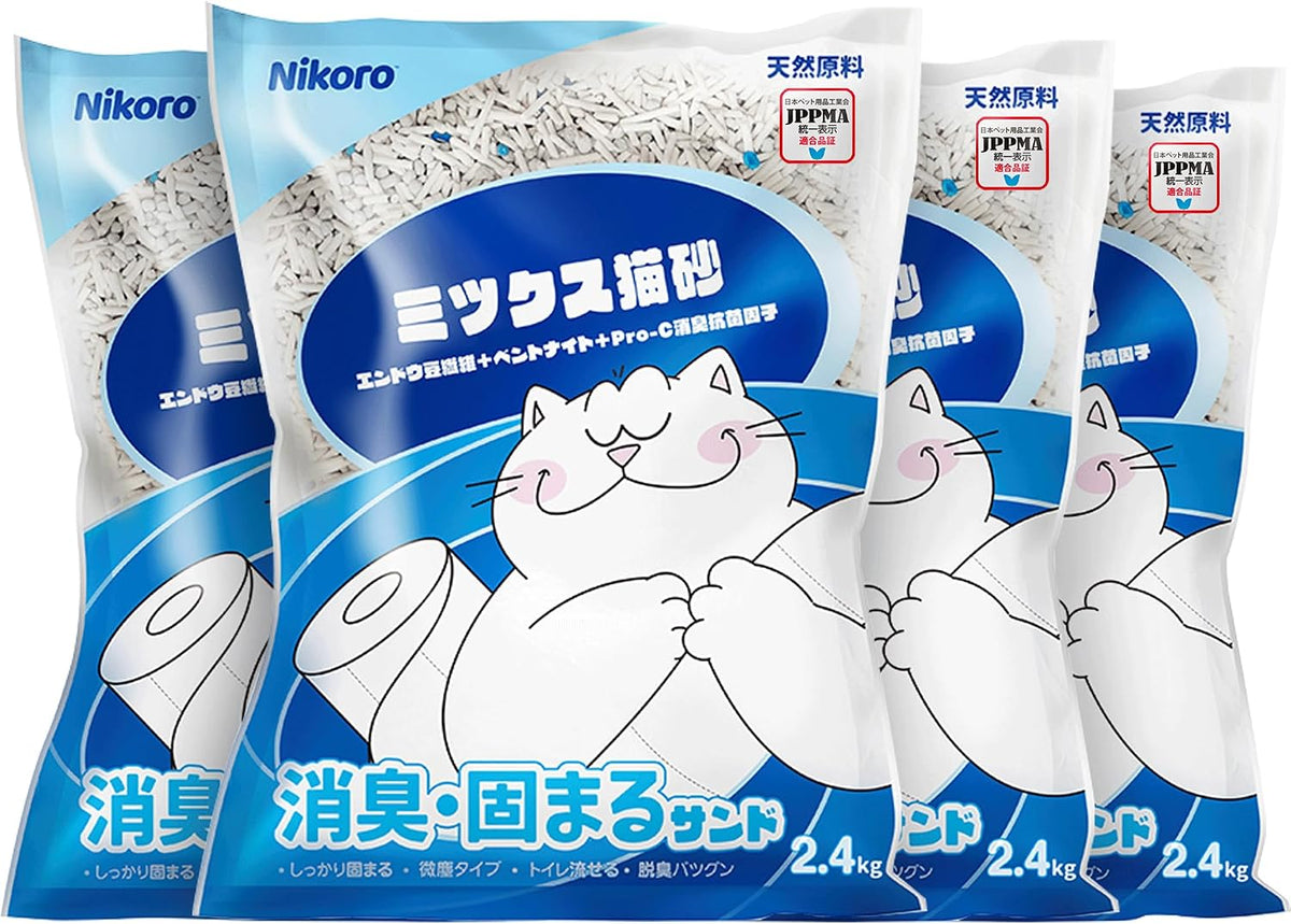 NIKORO Tofu Cat Litter,Strong Clumping Cat Litters,21lbs(5.29 lbs×4Bags)