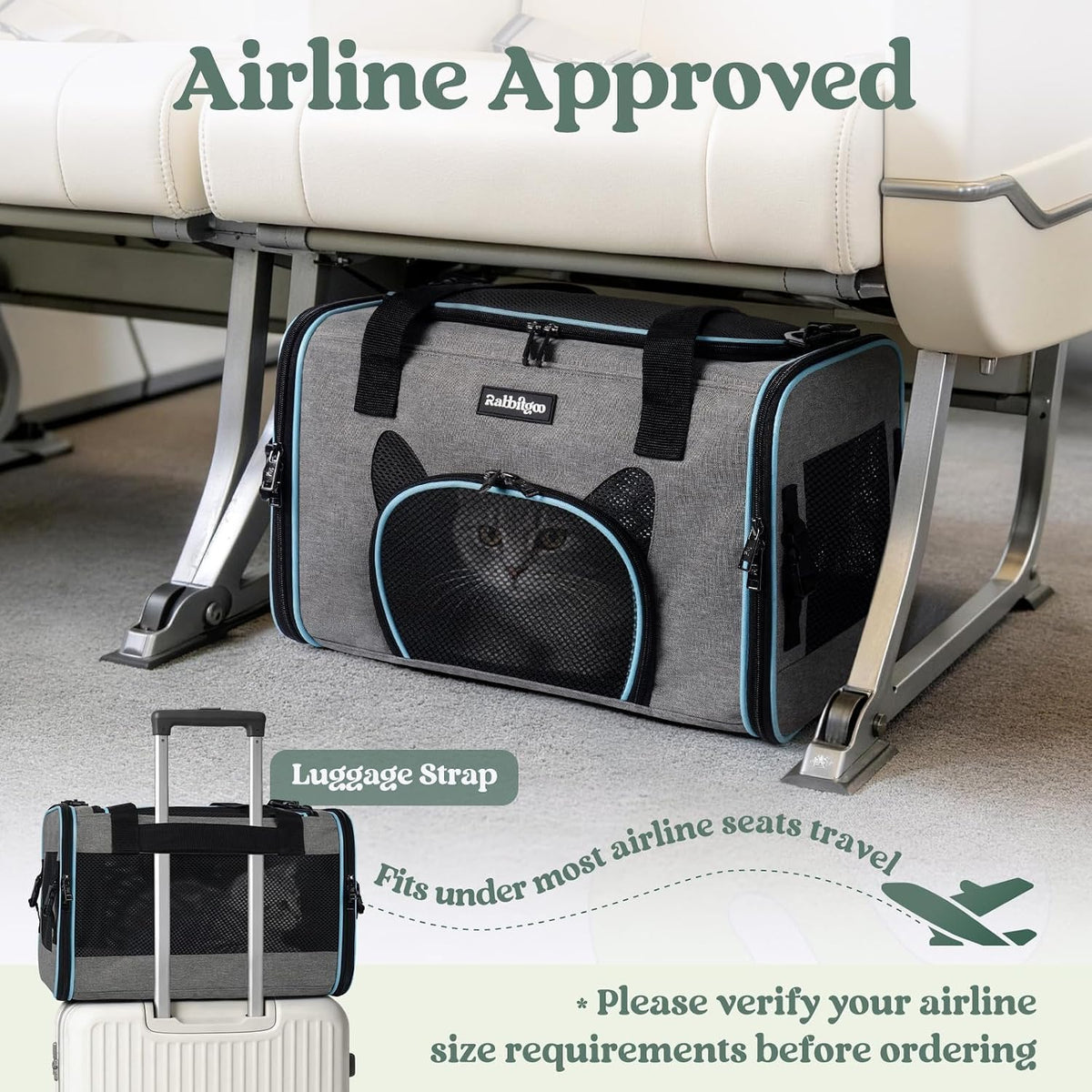 rabbitgoo Cat Carrier Soft with Safety Buckles, Sturdy Comfortable Pet Bag