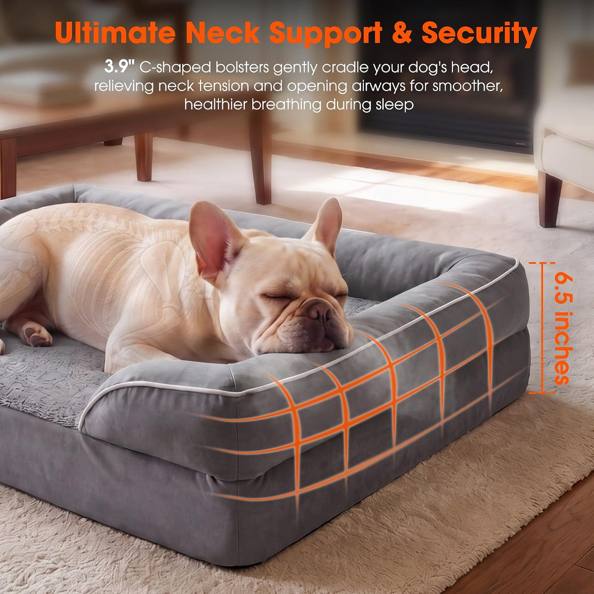 Waterproof Orthopedic Dog Bed for Extra Large Dogs with Bolster