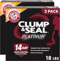 ARM & Hammer Clump & Seal Platinum Cat Litter, Multi-Cat Clumping Litter Forms Rock-Hard Clumps, Powerful Odor Eliminators with Baking Soda, 14-Day Odor Control, 18 lbs (Pack of 2)