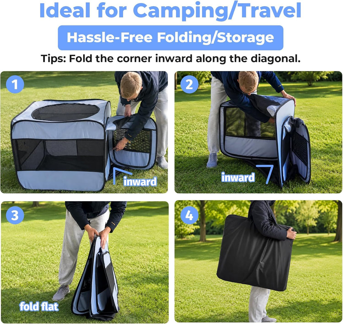 2-in-1 Portable Cat Dog Playpen, Detachable into 2 Separate Cages