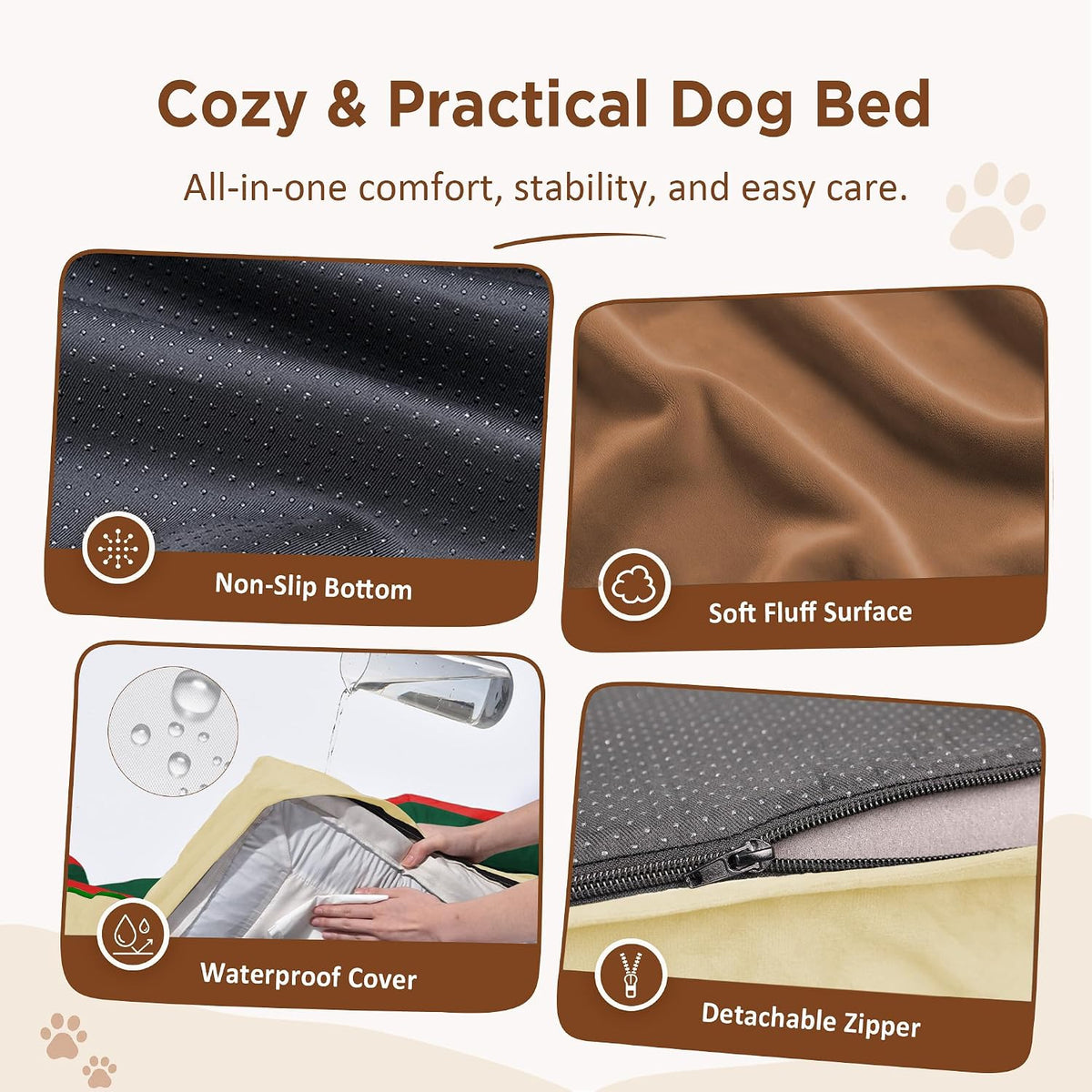 Comfort Expression Orthopedic Dog Bed for Extra Large Dogs with Bolster