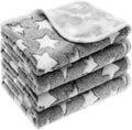 Tatuo 4 Pcs Fleece Dog Blankets for Puppy Cat, Grey, 24 x 16 in, Star