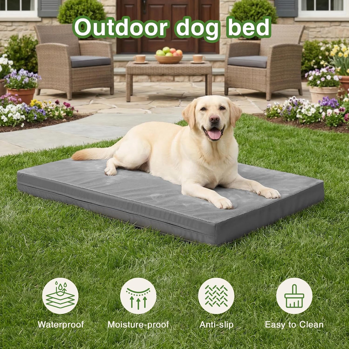Waterproof XL Dog Beds Large Outdoor Washable Foam Crate Pad 42" Anti-Slip