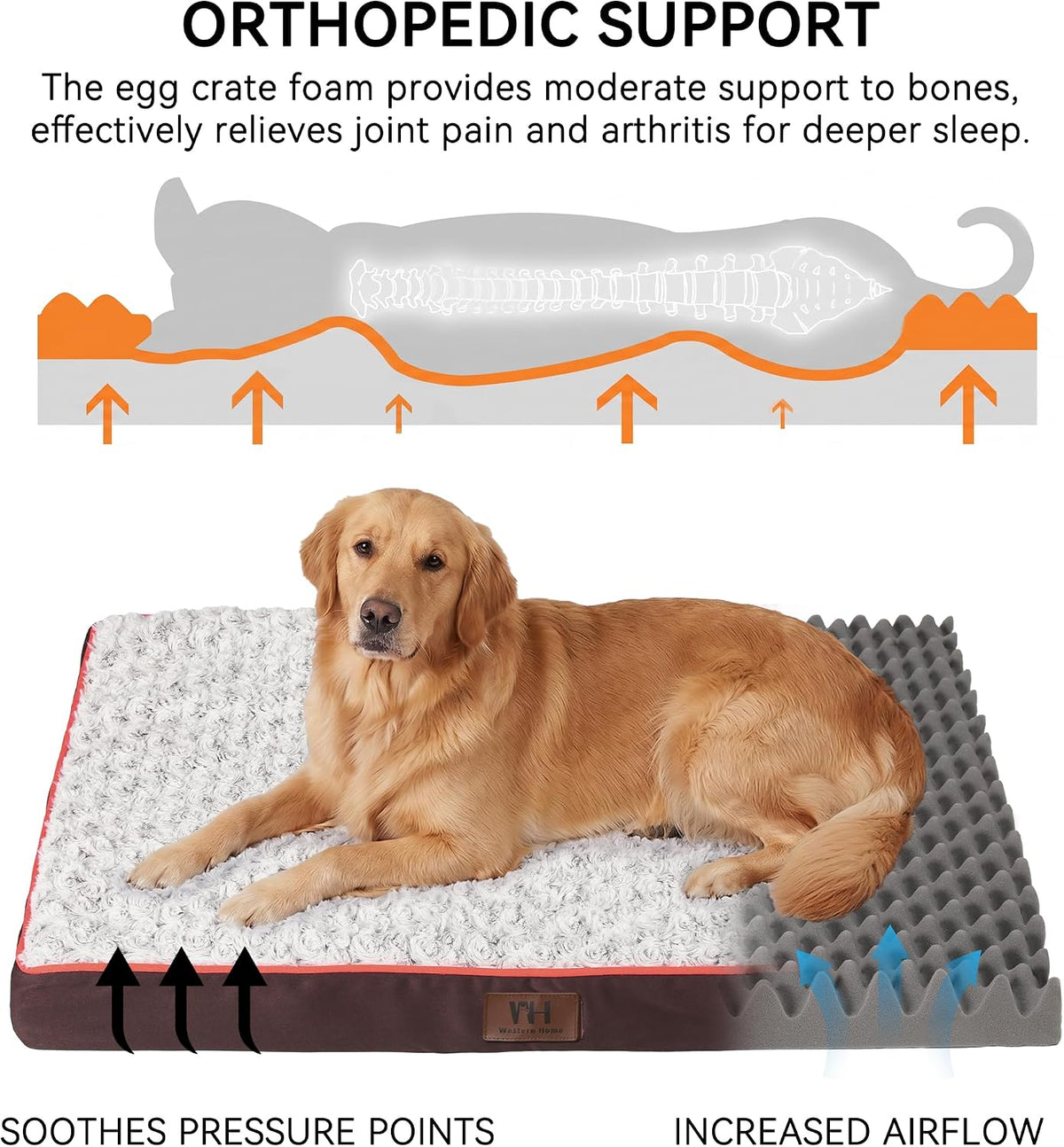 WESTERN HOME WH Orthopedic Dog Bed Medium Size Dog Washable Pet Bed, 30in