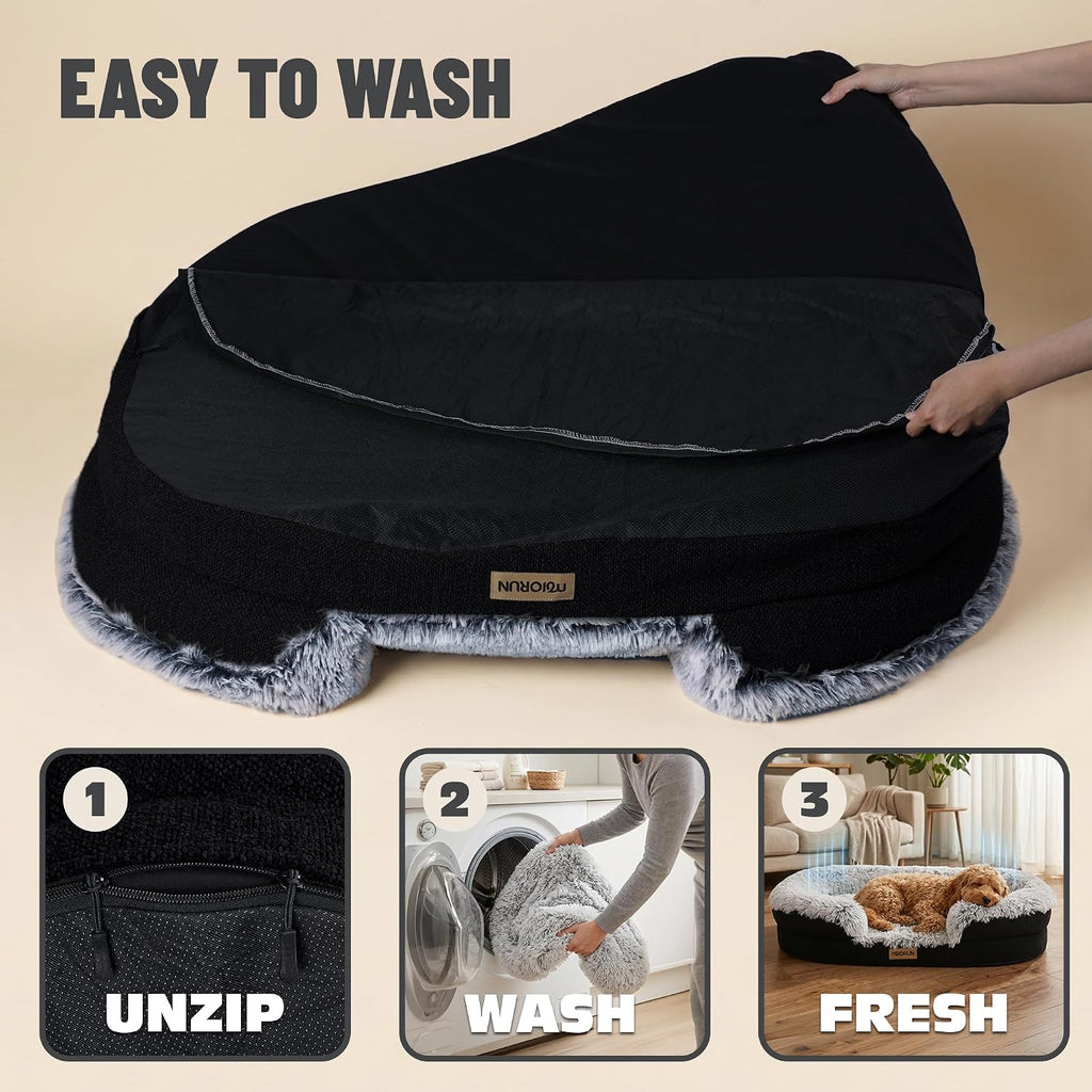Miorun Fluffy Orthopedic Dog Beds Large Sized Dog, 36" Bolster Sofa Bed
