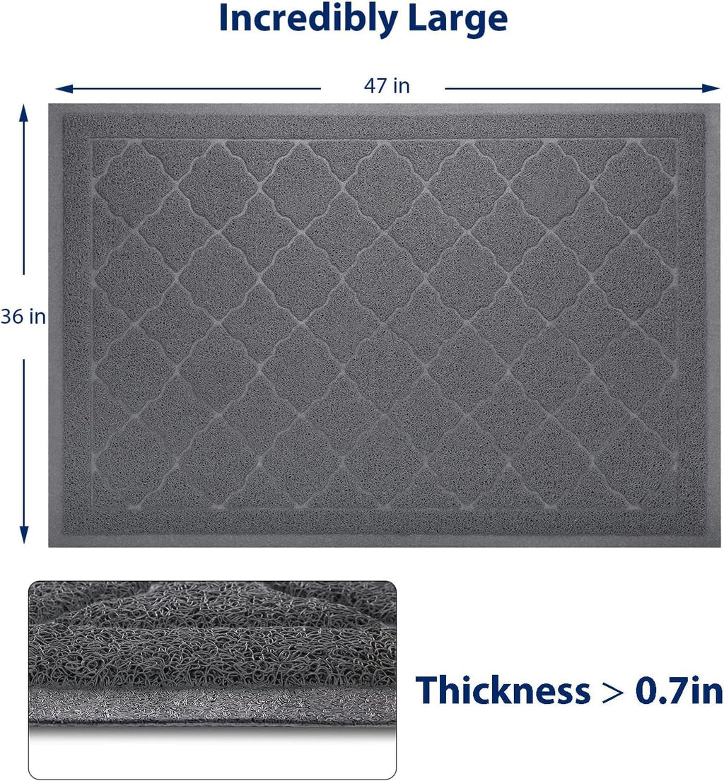 WePet Cat Litter Box Mat, Kitty Premium PVC Pad, Durable Trapping Rug, Phthalate Free, Urine-Resistant, Scatter Control, XXL 47 x 36 Inch, Grey