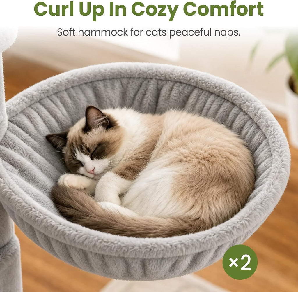 Cat Tree Tower for Indoor Large Adult Cats, 73in Tall Heavy Duty with Perch