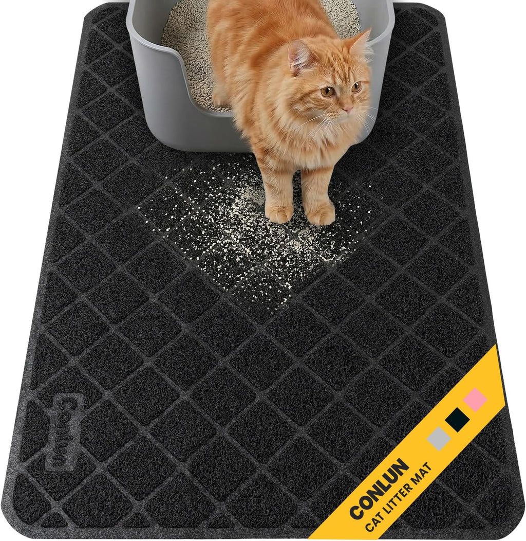 Conlun Cat Litter Mat Litter Trapping Mat, 35" x 23" Premium Durable PVC Grid Mesh with Scatter Control, Non-slip, Less Waste Cat Litter Box Mat, Soft on Kitty’s Paws, Urine Waterproof