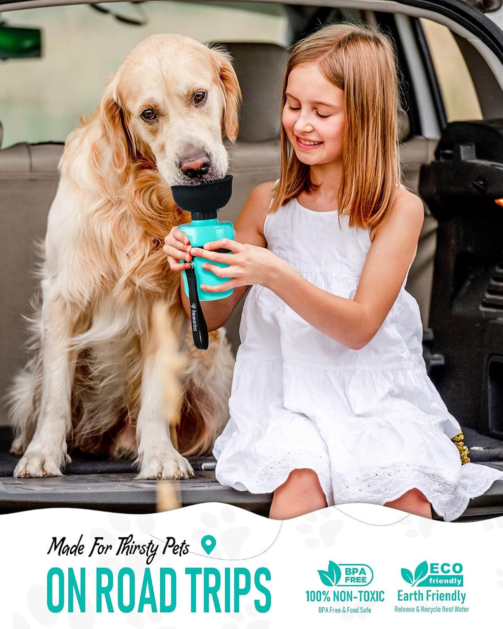 lesotc Dog Water Bottle, Portable Water Dispenser with Bowl, Leak Proof Pet Travel Squeeze Bottle, Puppy Essentials Dog Stuff Accessories for Outdoor Walking, Hiking, Camping 