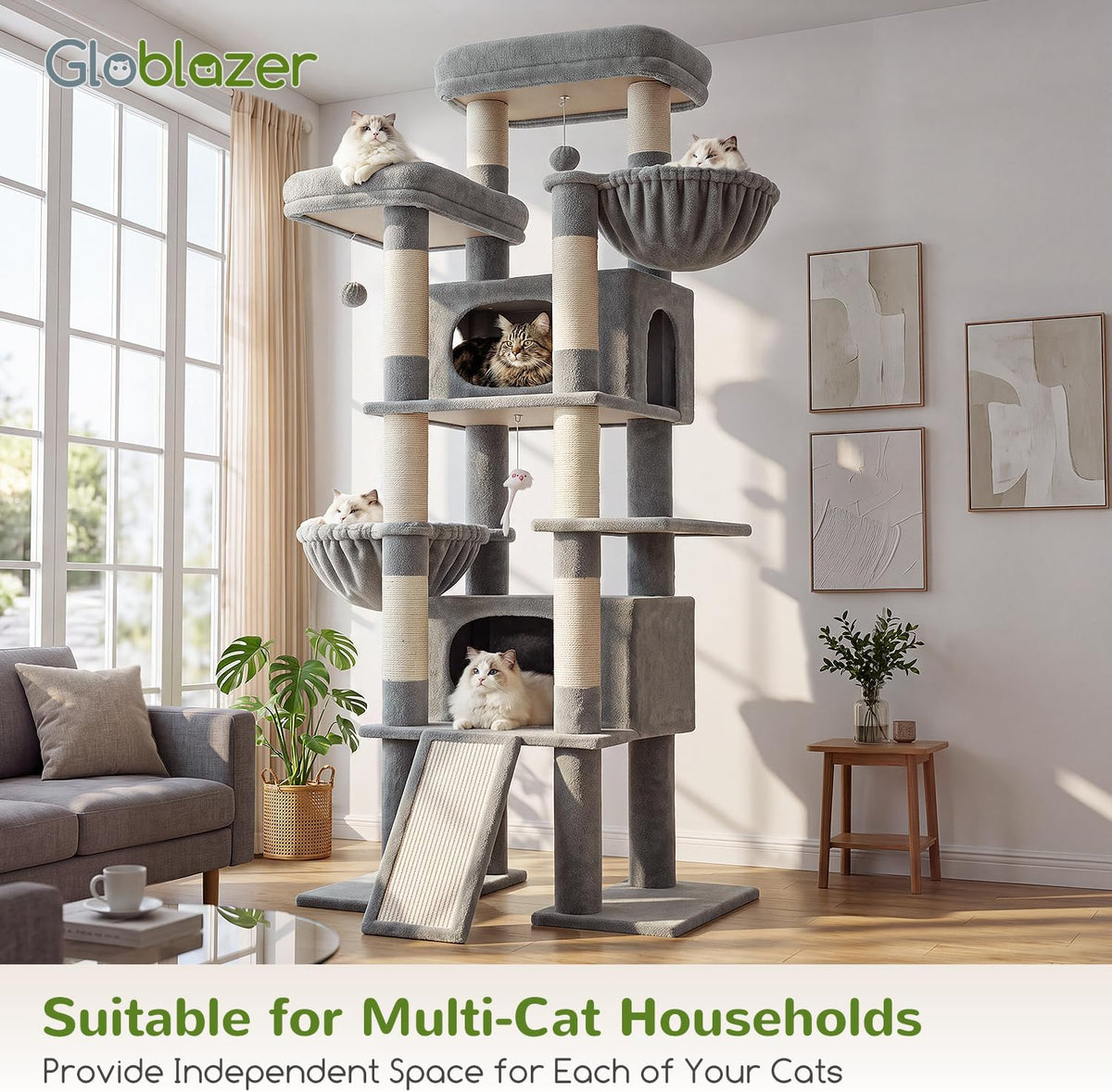 Globlazer Giant Tall Heavy Duty Cat Tower for Indoor Large Cats, F75G