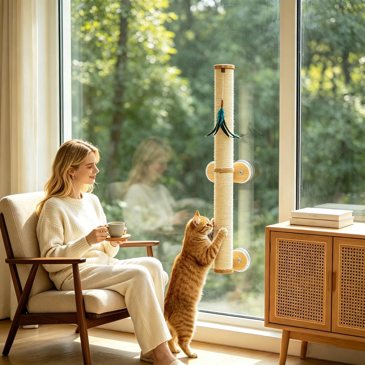 Lulu's World 32" Wall Mounted Cat Scratcher Post with 4 Suction Cups