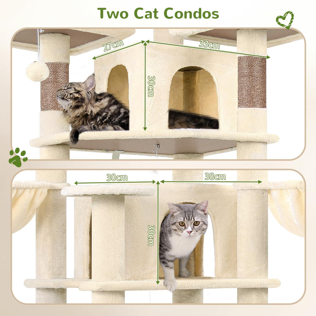 Globlazer Big XL Cat Tower for Indoor Multiple Cats, F68B, Beige