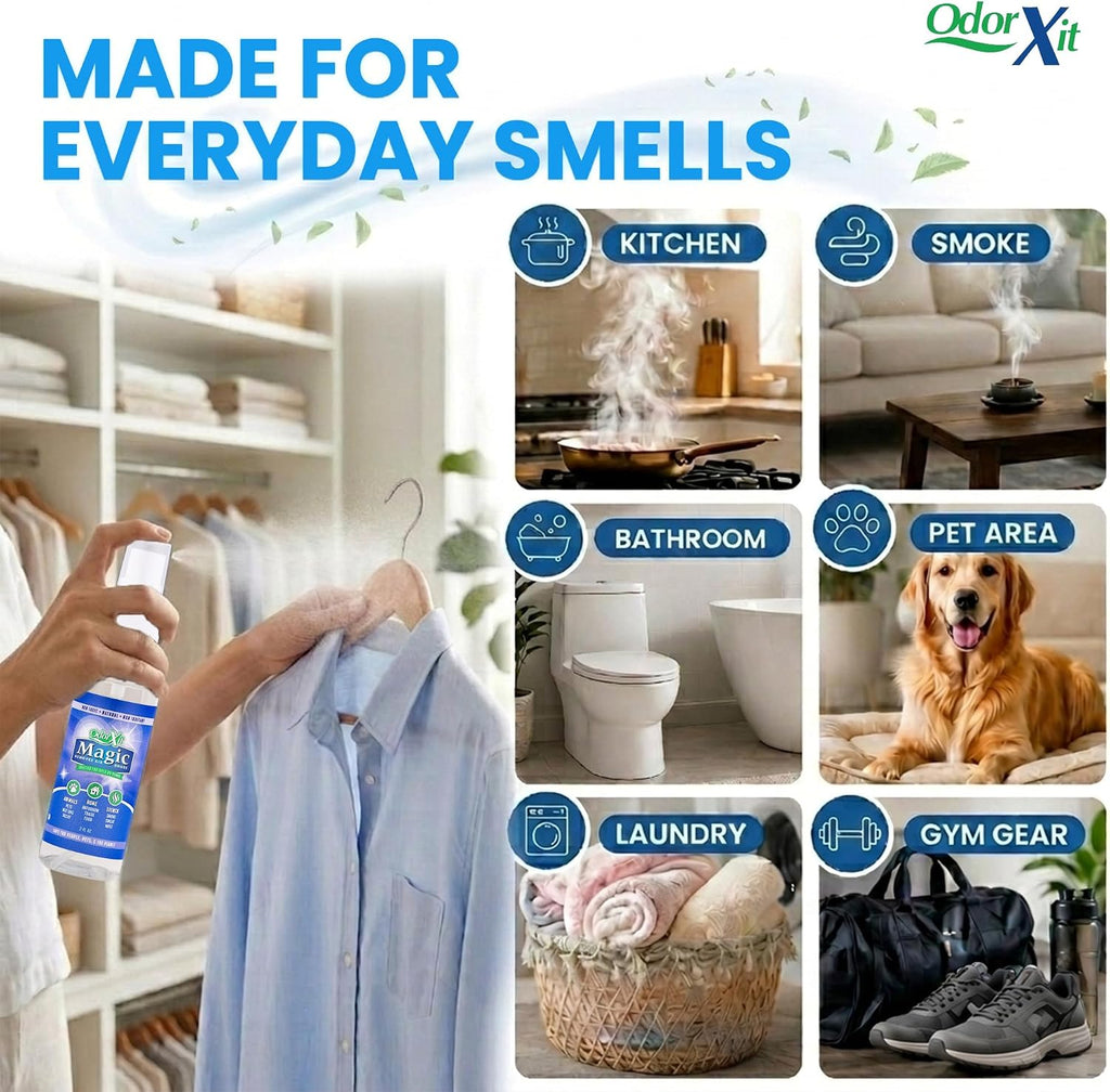 OdorXit Magic Air Odor Neutralizer Spray, Powerful Dog & Cat Urine Odor Neutralizer, Safe Air Refresher for Home, Safe Odor Absorber for Pet, Closet & Any Strong Odor Remover, 2oz