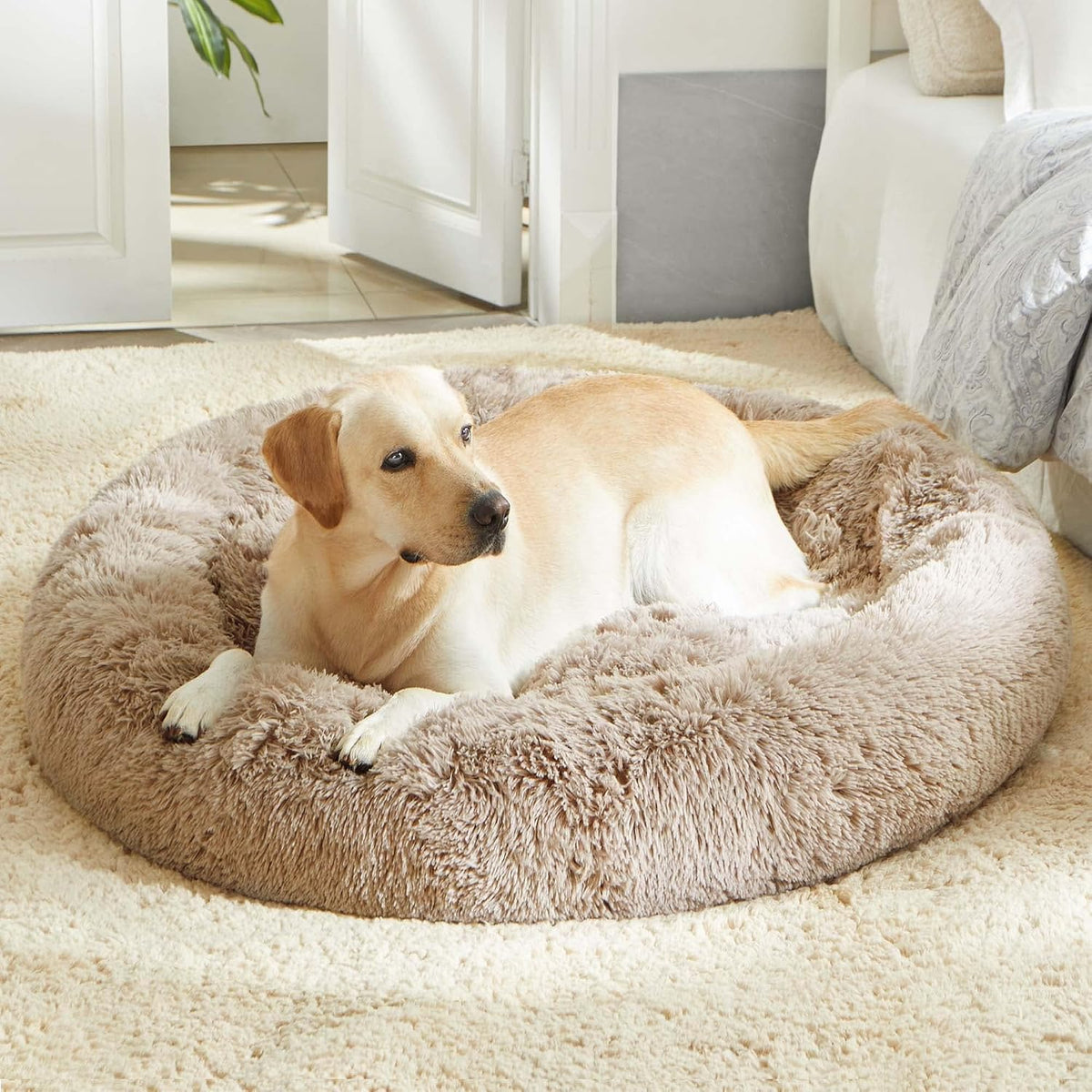 Western Home Calming Donut Large Dog Bed Pet Bed,36" Brown