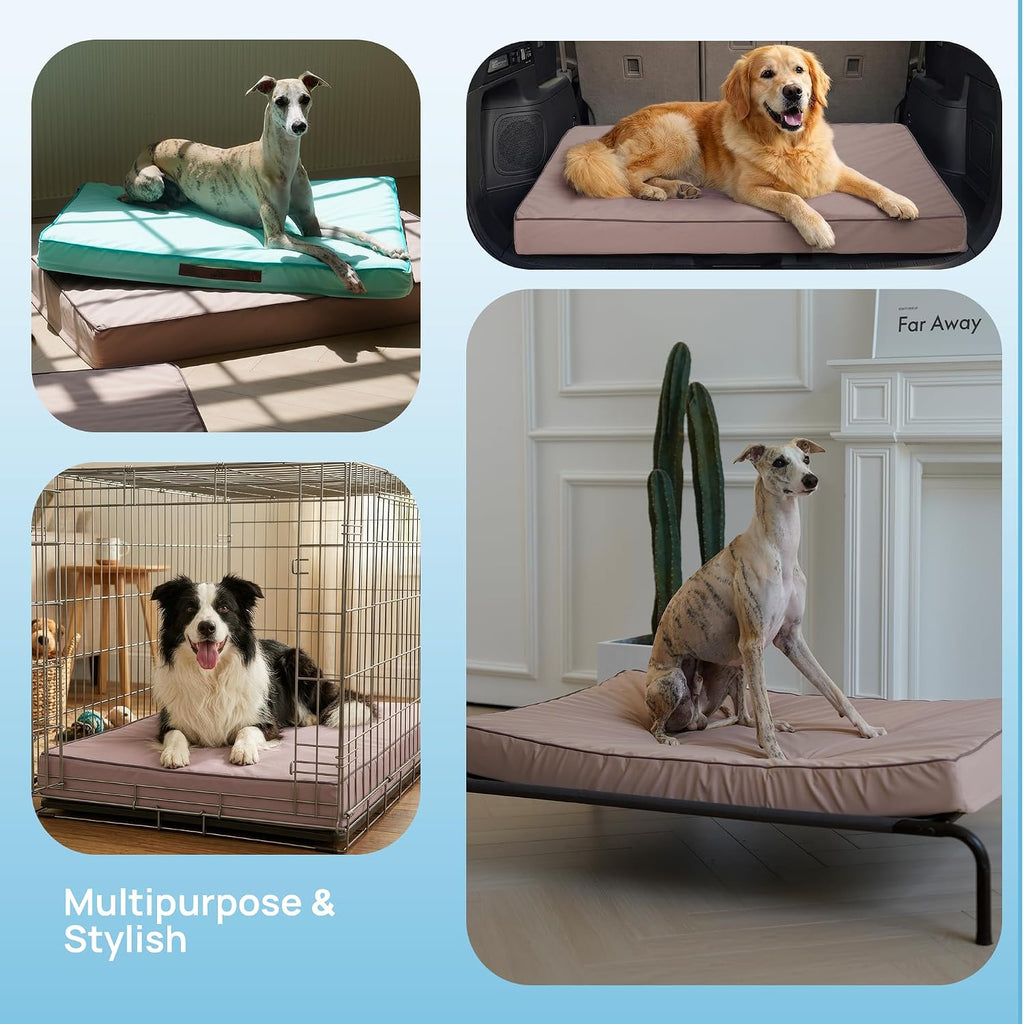 Cooling Dog Bed for Crate, 30 x 20 Inch Orthpedic Cooling Mat for Dogs with Removable Washable Cover, Breathable Egg Crate Foam Anti-Slip Pet Beds, Dusty Rose