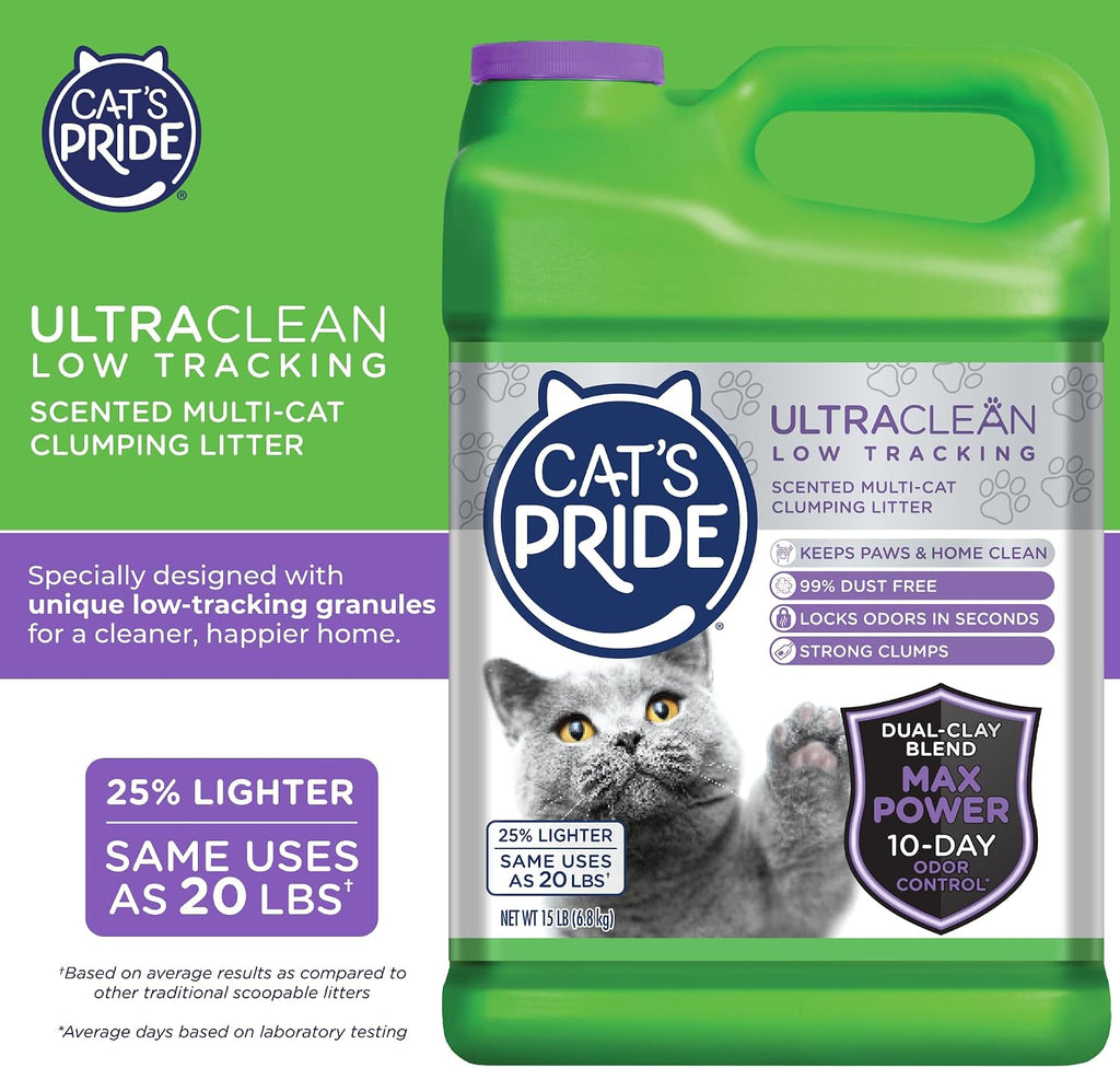 Cat's Pride UltraClean Low Tracking Powerful Clumping Litter Scented, 15 Pound (Pack of 2)