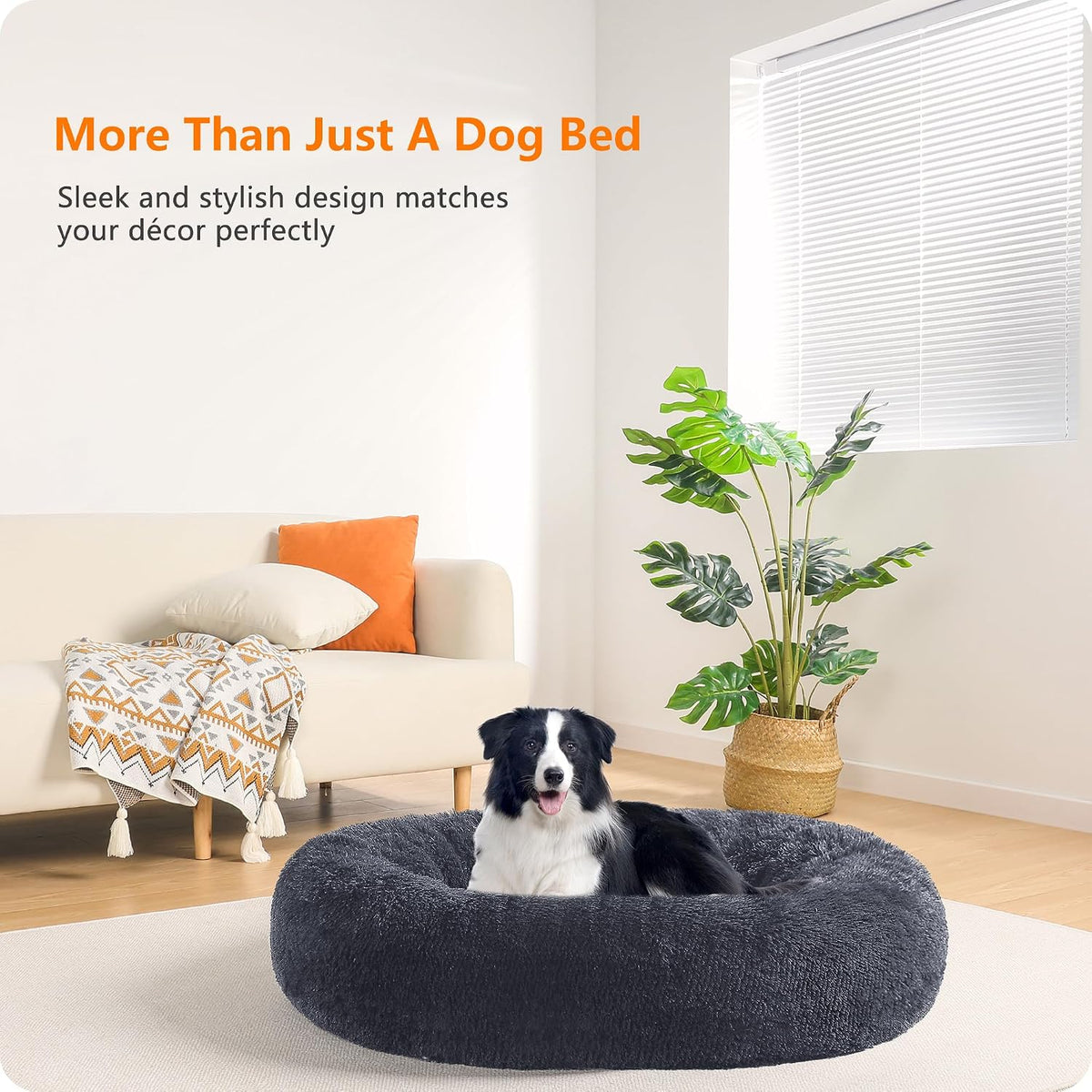 Dwanton Orthopedic Medium Donut Dog Bed, Gel Memory Foam, Washable, 36"
