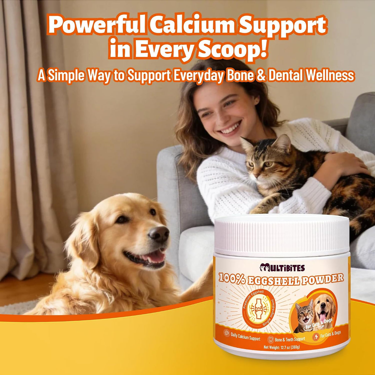 12.7oz Eggshell Powder for Dogs & Cats, Calcium for Dogs & Cats