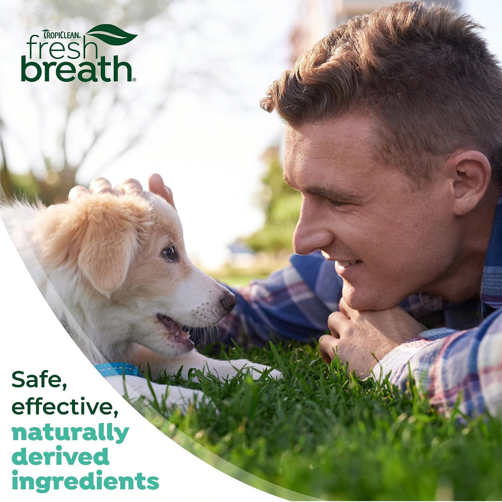 TropiClean Fresh Breath Toothbrush and Toothpaste Kit for Puppies, Teeth Cleaning Kit to Prevent Plaque & Tartar, Breath Freshener, Dog Dental Care 