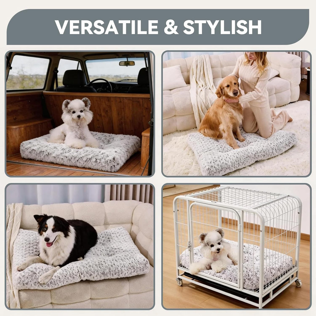 Small Dog Crate Bed Mat, Washable Plush Pad for Puppies & Cats