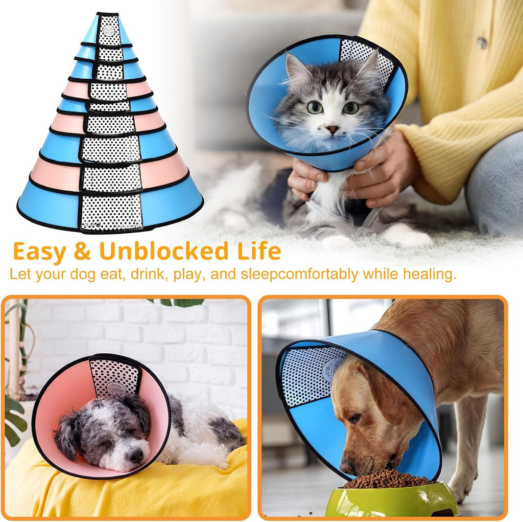 Paterr 9 Pcs Soft Dog Cone Collar Adjustable Protective Set, Colorful