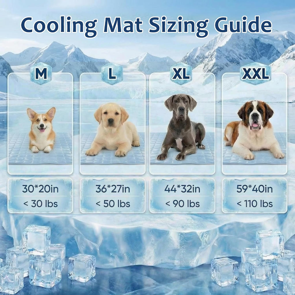 FunFurry Cooling Mat for Dogs，30"X20" Medium Size Pet Pad，Q-Max>0.5 Rapid Cooling Dense Weave Fabric，Washable Kennel Mat with Non-Slip Bottom (Light Blue, M)