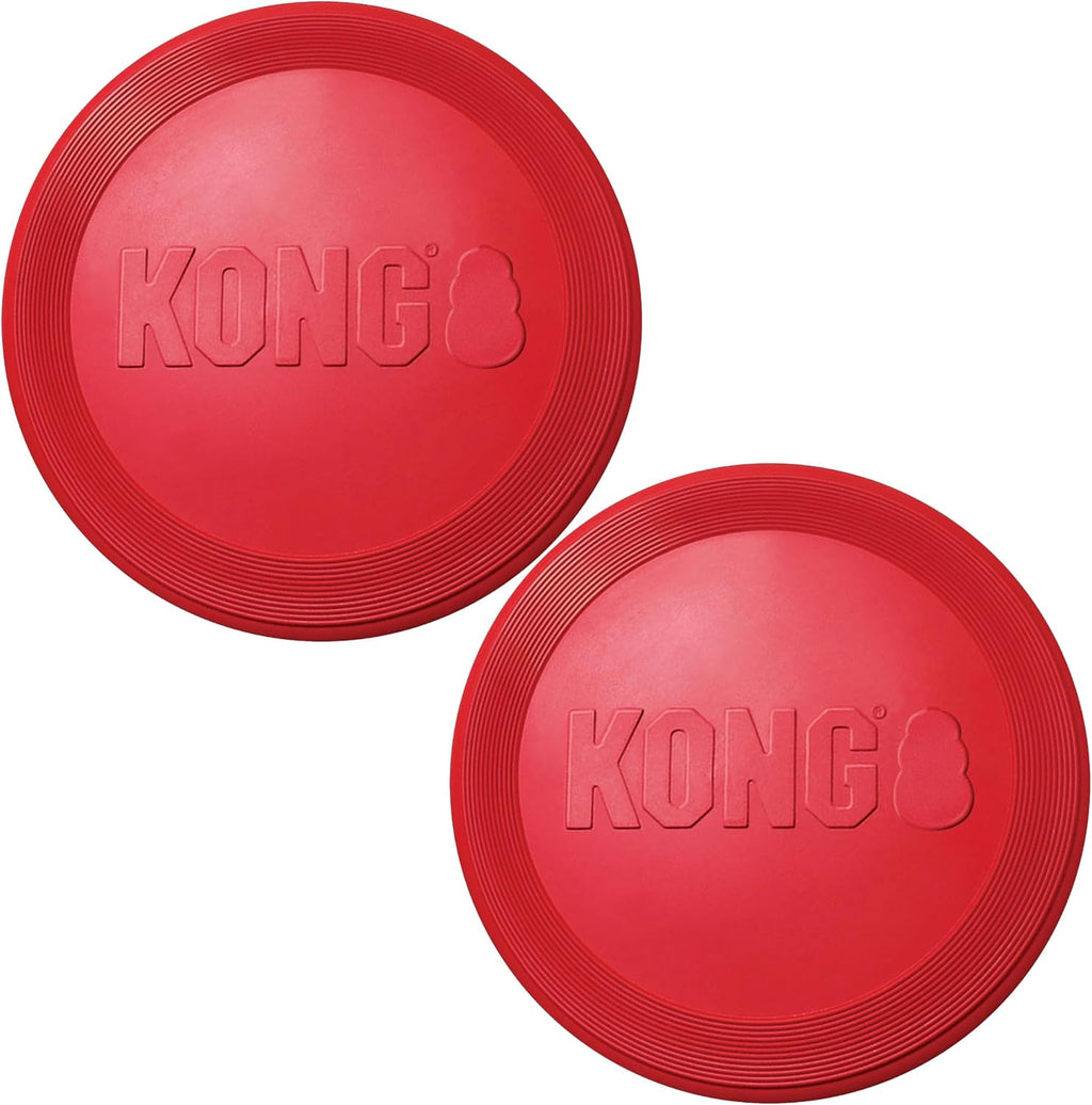 KONG Flyer, Natural Rubber Flying Disc, for Small Dogs (Pack of 2) | Durable KONG Natural Rubber Flying Disc for Fetch, a Safer Disc for Healthy Outdoor Activity & Active Play