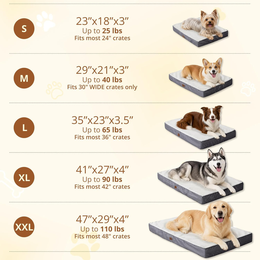 EGOHOME Comfort Orthopedic Egg-Crate Foam Flat Dog Bed, Beige, 41x27