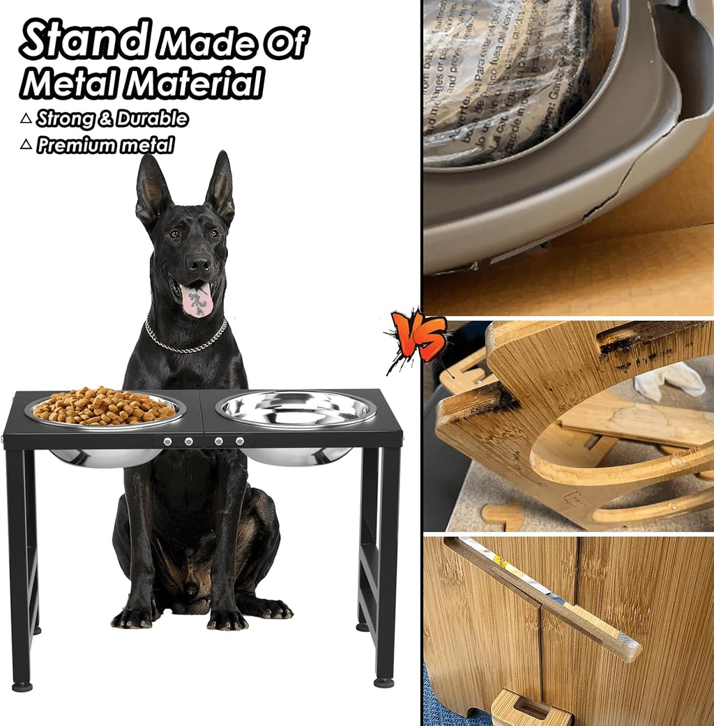 ADENGL Metal Elevated Dog Bowl for Large 𝐋𝐚𝐫𝐠𝐞 Raised Bowl Stand with Sprill Proof Mat and 2000ML Pet Bowls, Food & Water Bowls 16" Tall Dog Feeder for Large Breed