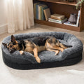 INVENHO Fluffy Orthopedic Dog Bed for Extra Large Dogs, XXL Egg-Crate Foam Bolster Sofa Bed with Washable Removable Waterproof Cover, Fluffy Plush Faux Fur Dog Bed with Nonskid Bottom