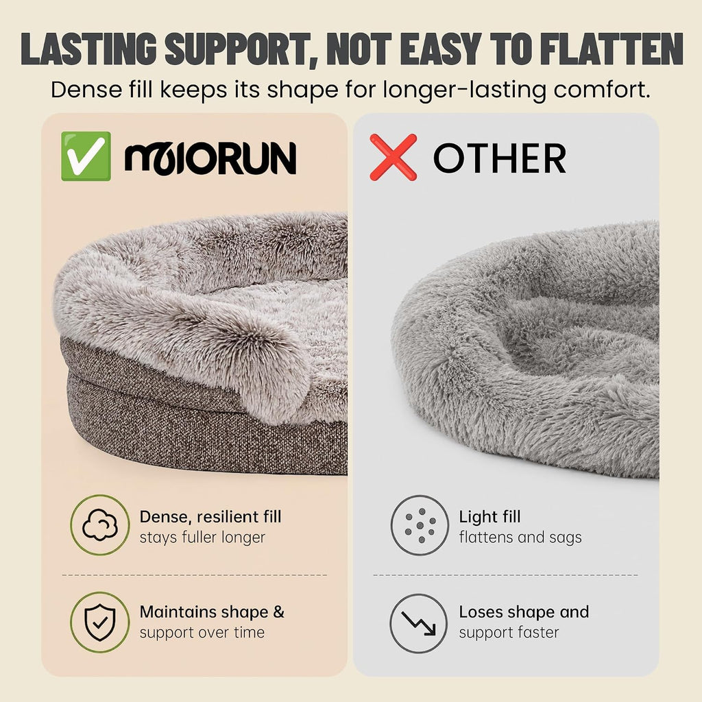 Miorun Fluffy Orthopedic Dog Beds Large Sized Dog, 43" Bolster Sofa Bed