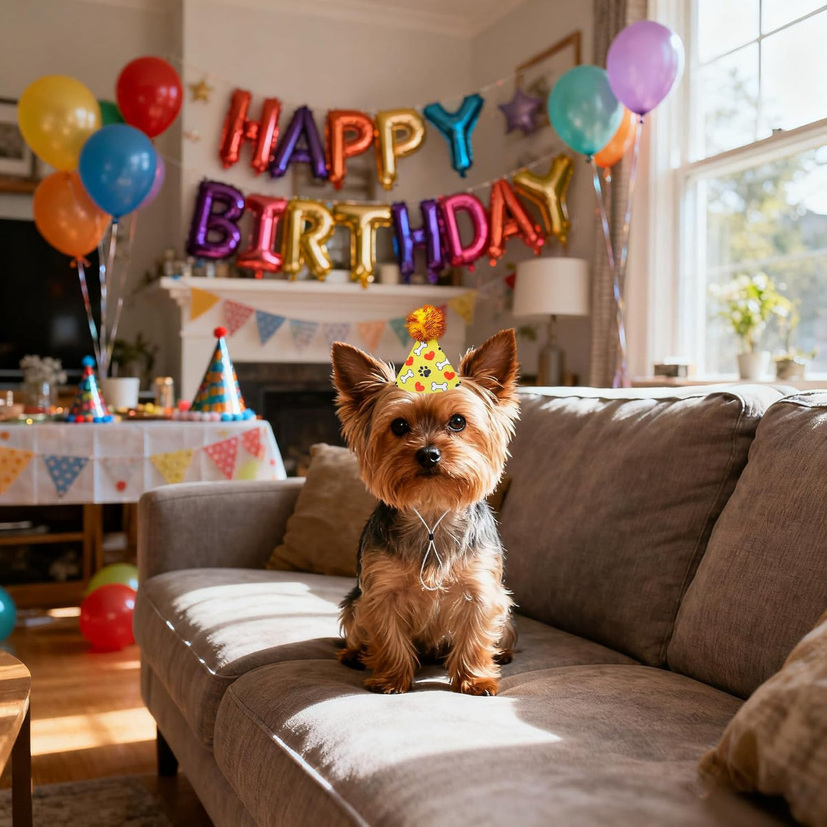 6PCS Mini Party Hats Felt for Small Dog Doggy Puppy Cat Paw Bone