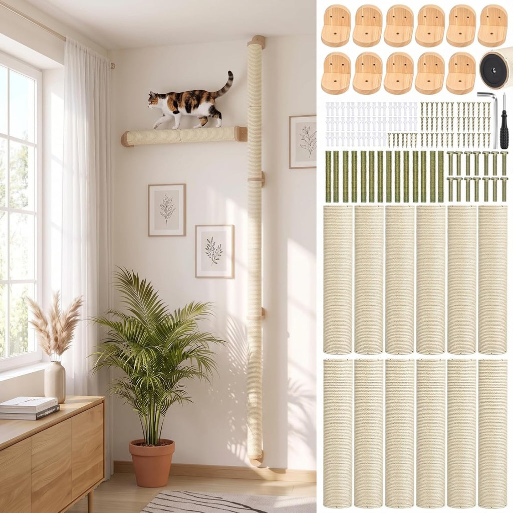 Tall Wall Mounted Cat Scratcher Post, 23 Pcs