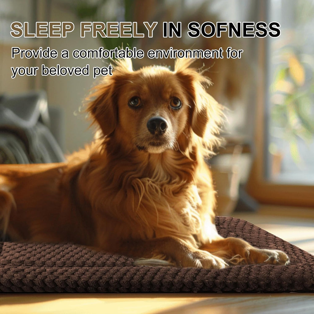 Dog Bed Crate Mat, Soft Durable Washable Anti-Slip Kennel Pad for Dogs & Cats, Reversible (Dark Brown, M(30"*20"*1.5"))