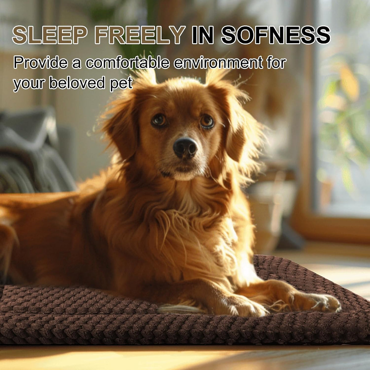 Dog Bed Crate Mat, Soft Durable Washable Anti-Slip Kennel Pad for Dogs & Cats, Reversible (Dark Brown, L(35"*23"*1.5"))