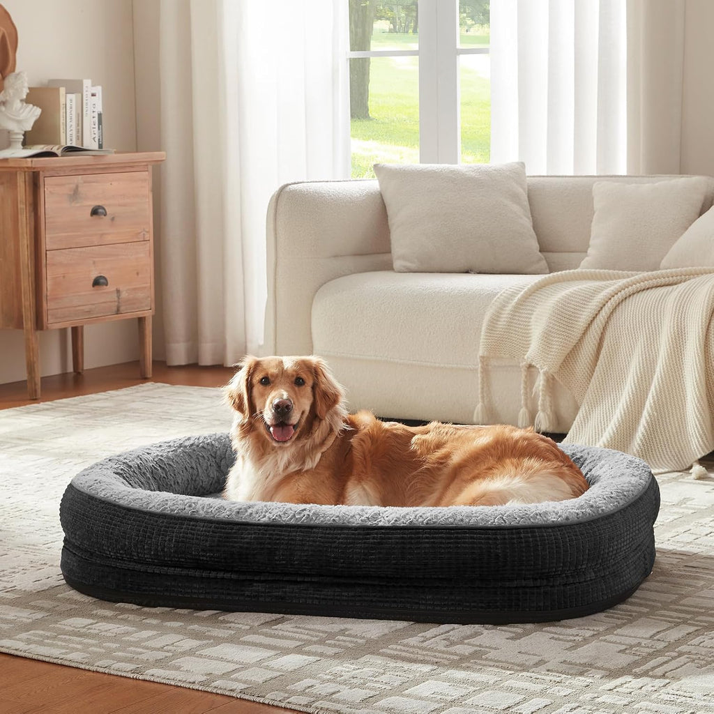 JOEJOY Orthopedic Dog Bed for Large Dogs, 360° Oval Bolster, 35"