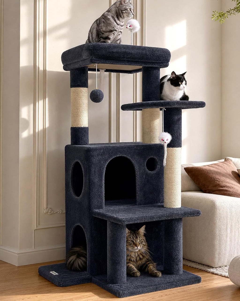 Globlazer Cat Tree Tower for Indoor Cats Large Adult, FC50, Dark Grey