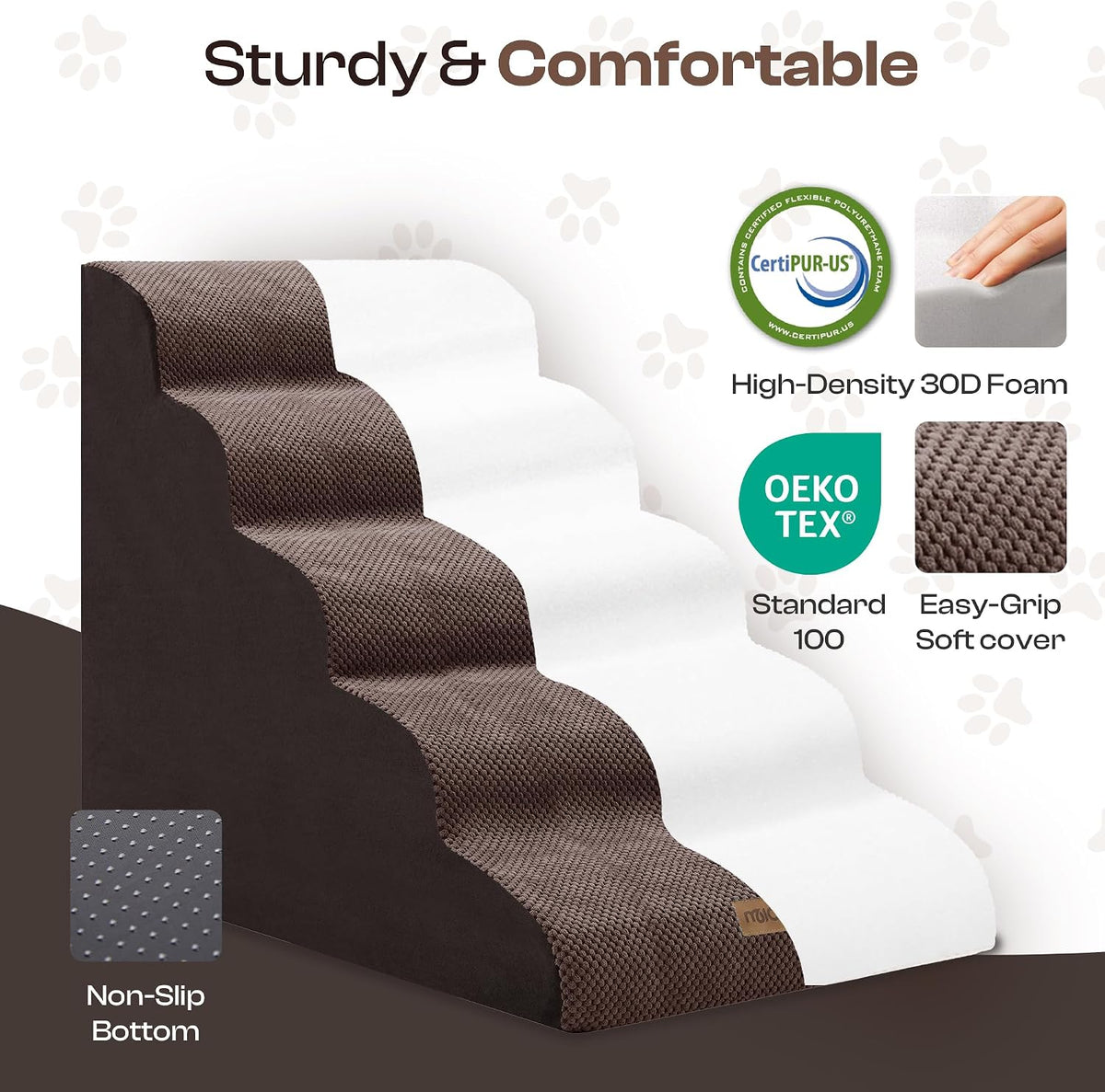 Miorun Extra Wide Dog Stairs for Large Dogs, 25" H Pet Steps for High Beds