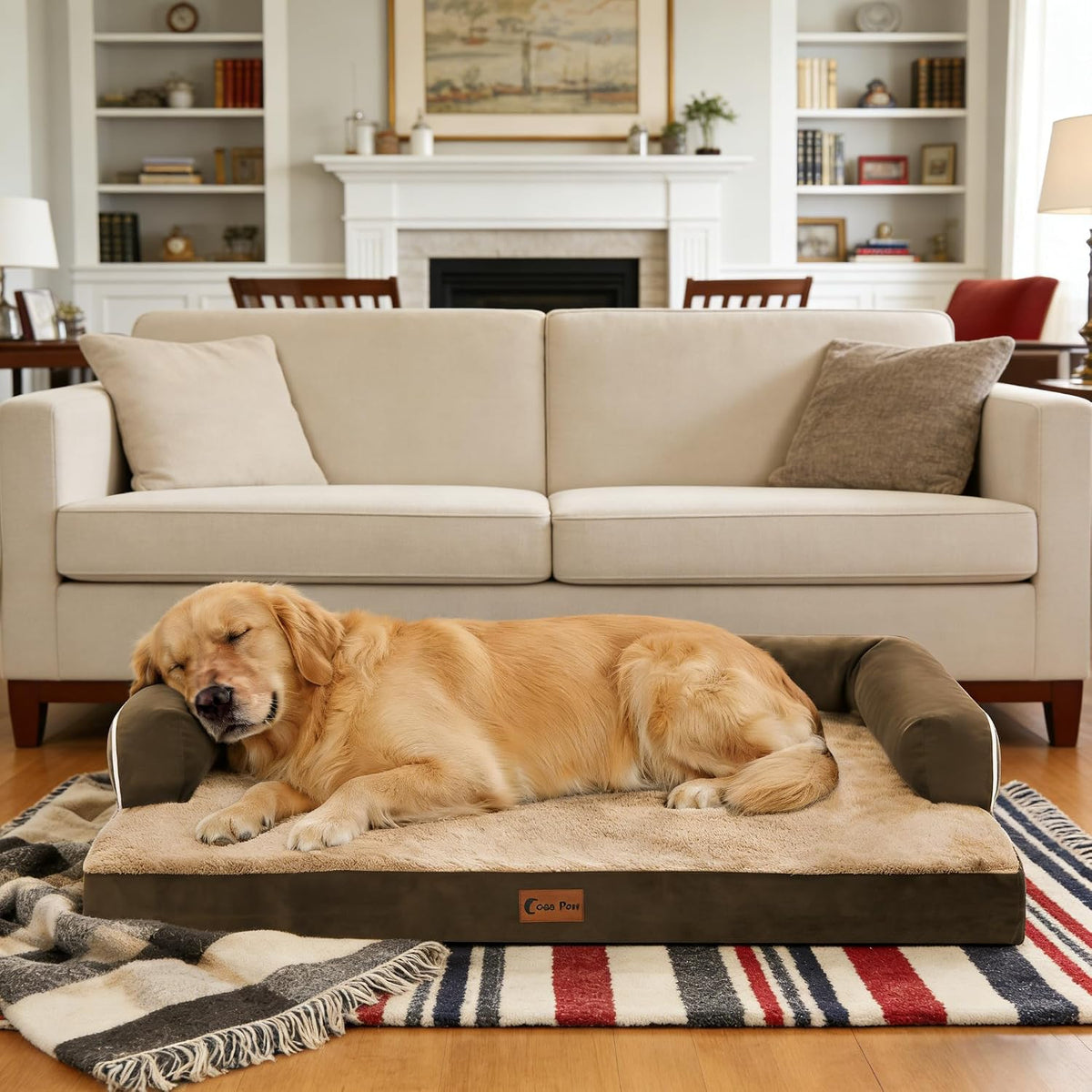 Orthopedic Washable Dog Bed for Extra Large Dogs, 41x27in, Brown