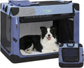 Gardner Pet Soft Collapsible Dog Crate - 36 Inch Portable Travel Dog Crate for Medium/Large Dogs Indoor & Outdoor, 3-Door Pet Crate with Durable Mesh Windows & Storage Bag, Blue