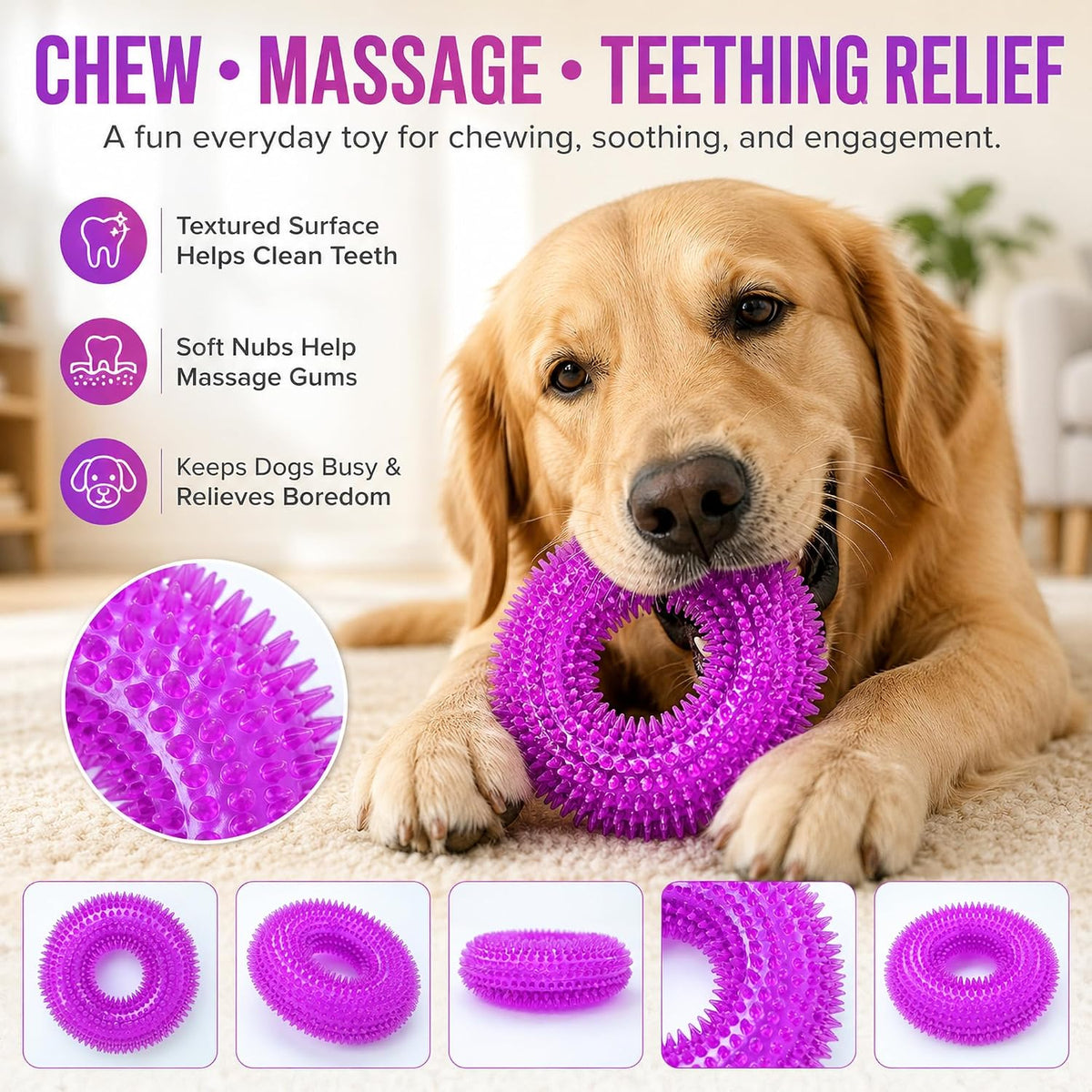Squeaky Dog Toys for Aggressive Chewers, Floating Donut Ring for Large Dogs