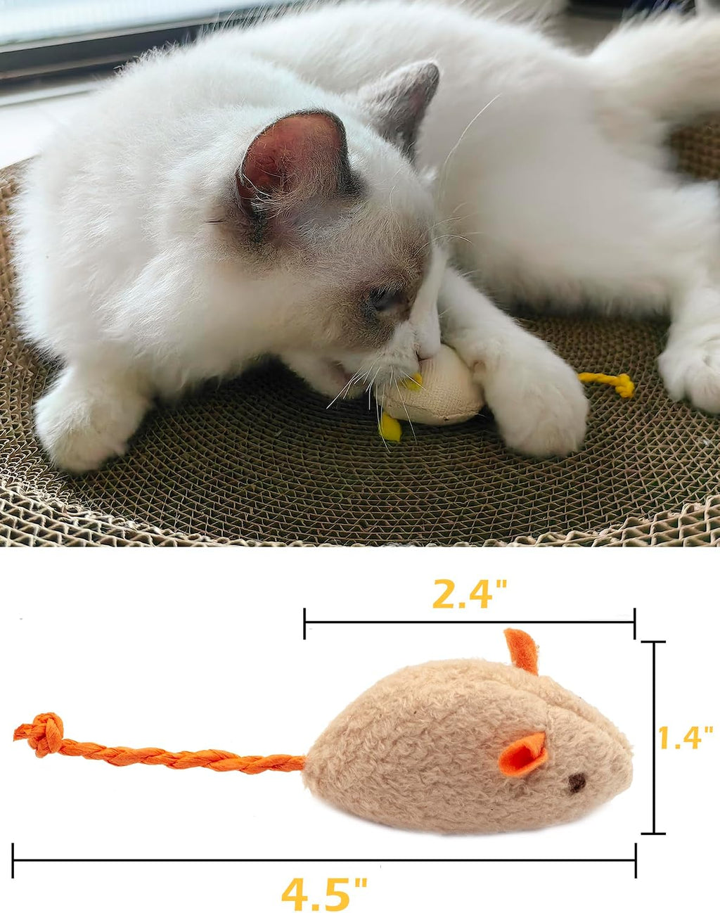 Fashion's Talk Cat Mice Toy 18-Pack Plush Catnip-Filled Mice Toys for Indoor Cats - Realistic Design, 9 Assorted Colors, 2 of Each, Value Pack
