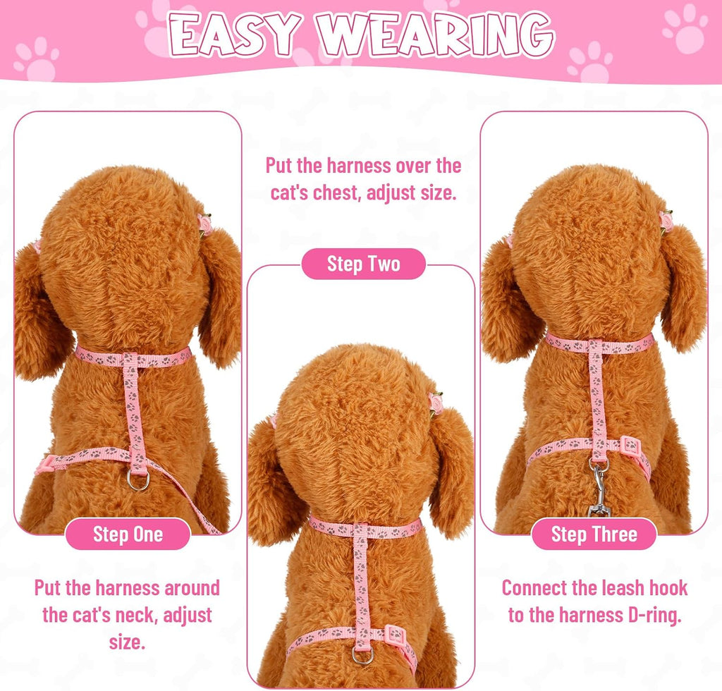 Auidy_6TXD 3 Pack Cat Harness and Leash Reflective Cat Harness