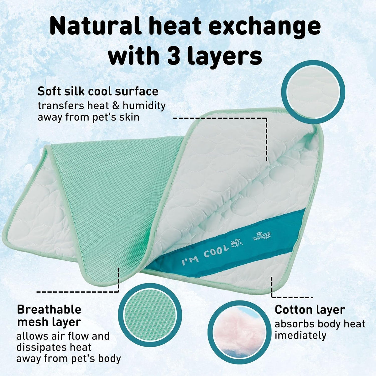INSPECTOR TAIL Dog Cooling Mat, Indoor & Outdoor, XXL Self Cooling Pad